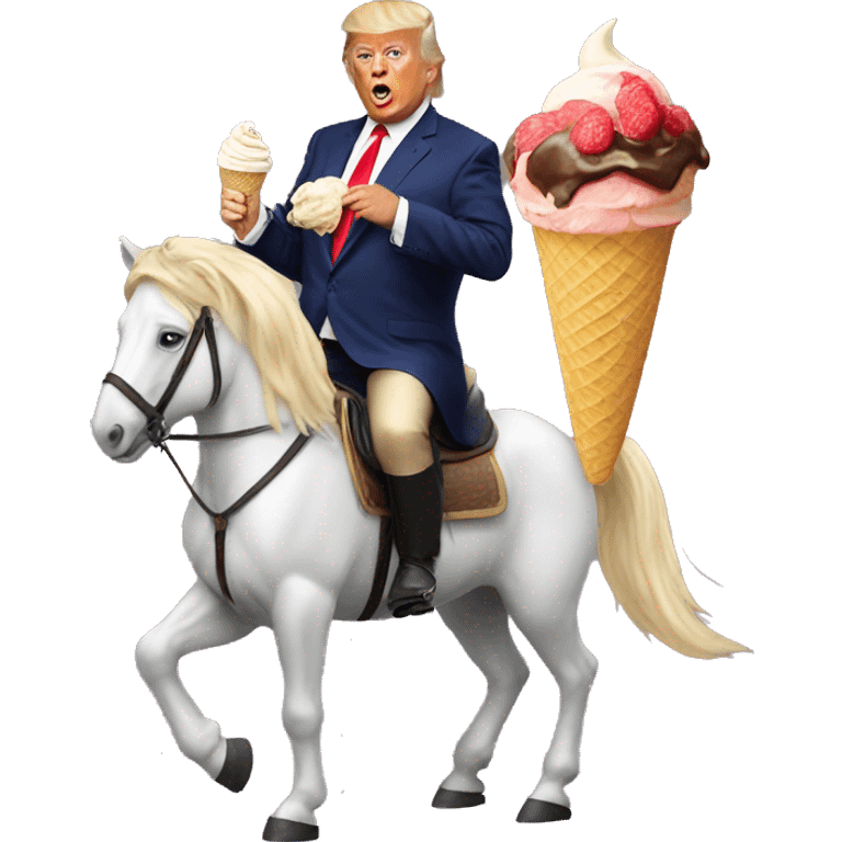 Trump on a horse eating ice cream emoji