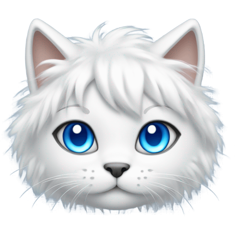 anime cat with white fur and blue eyes emoji