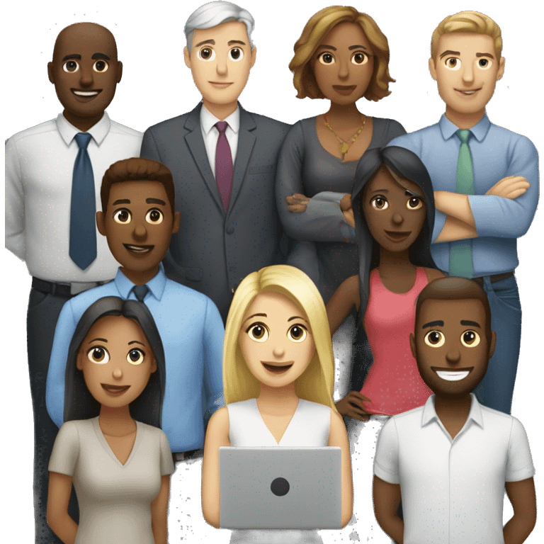 Work Group with laptop mix of women & men emoji