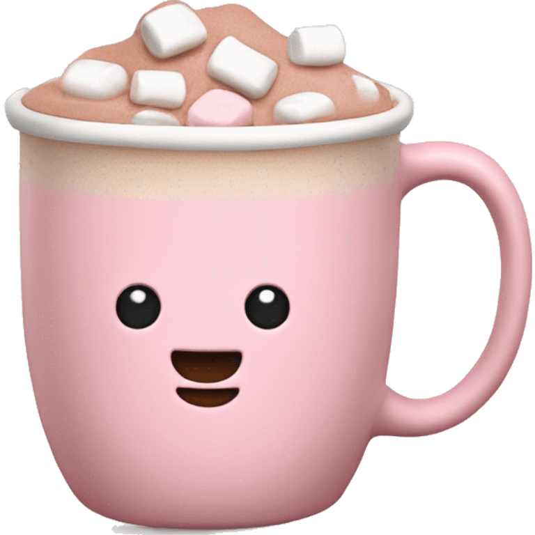 Light Pink mug of hot chocolate with marshmallows  emoji