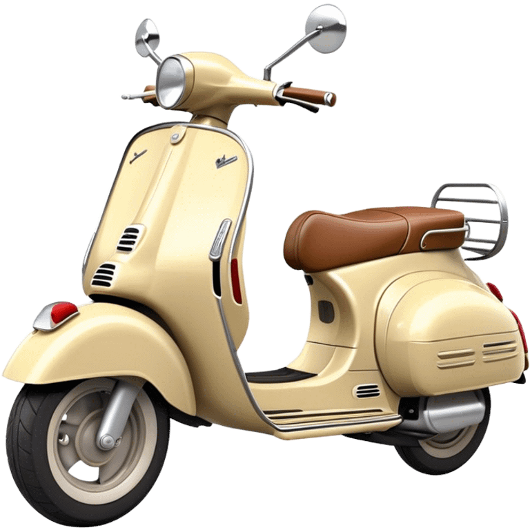 Cinematic Realistic Vespa Pop Culture Emoji, depicted as a sleek vintage scooter symbolizing Italian style rendered with dynamic detail and retro lighting. emoji