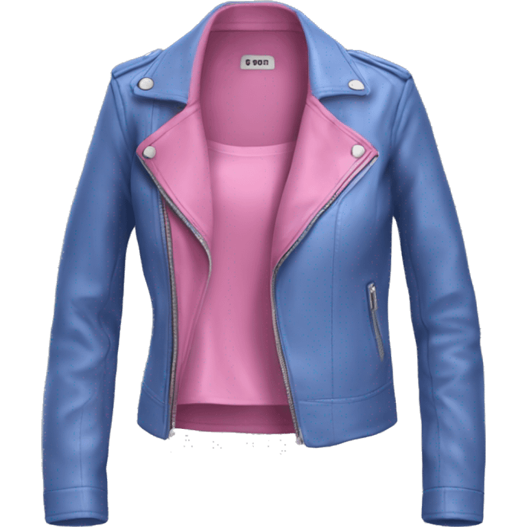 Realistic isolated periwinkle leather jacket with pink silk tank top underneath.  emoji