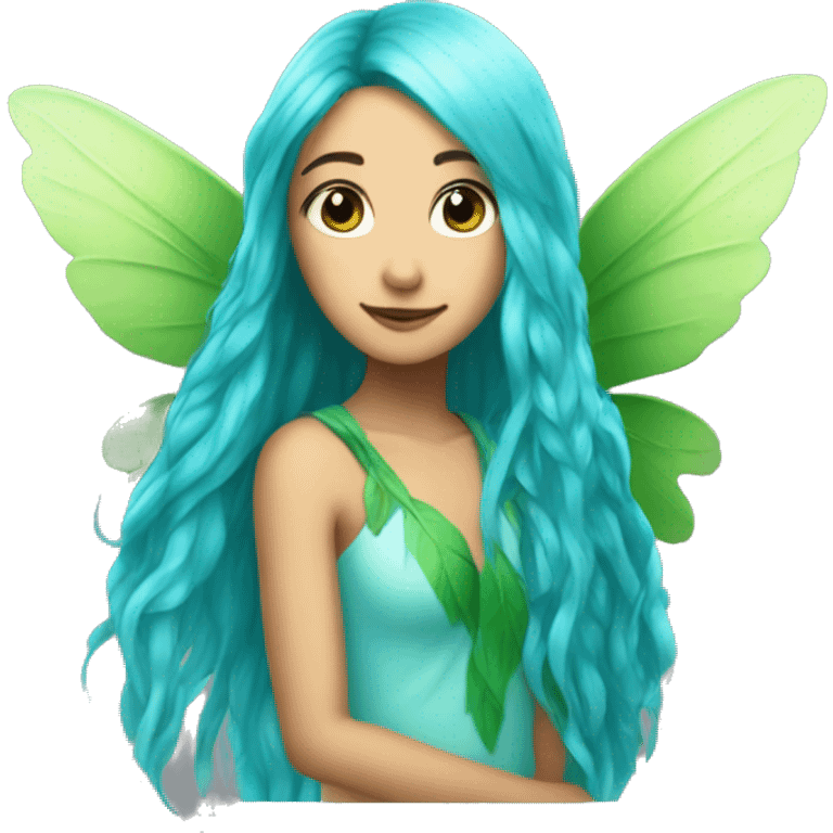 Beautiful, leaf, fairy, blue, turqoise, green, long hair, big wings emoji