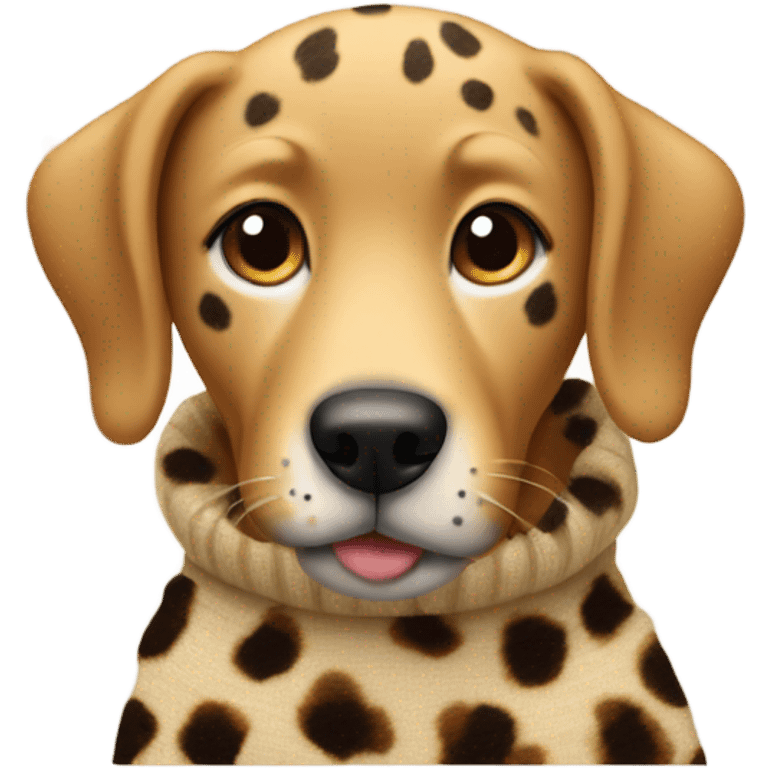 Dog wearing a cheetah sweater emoji