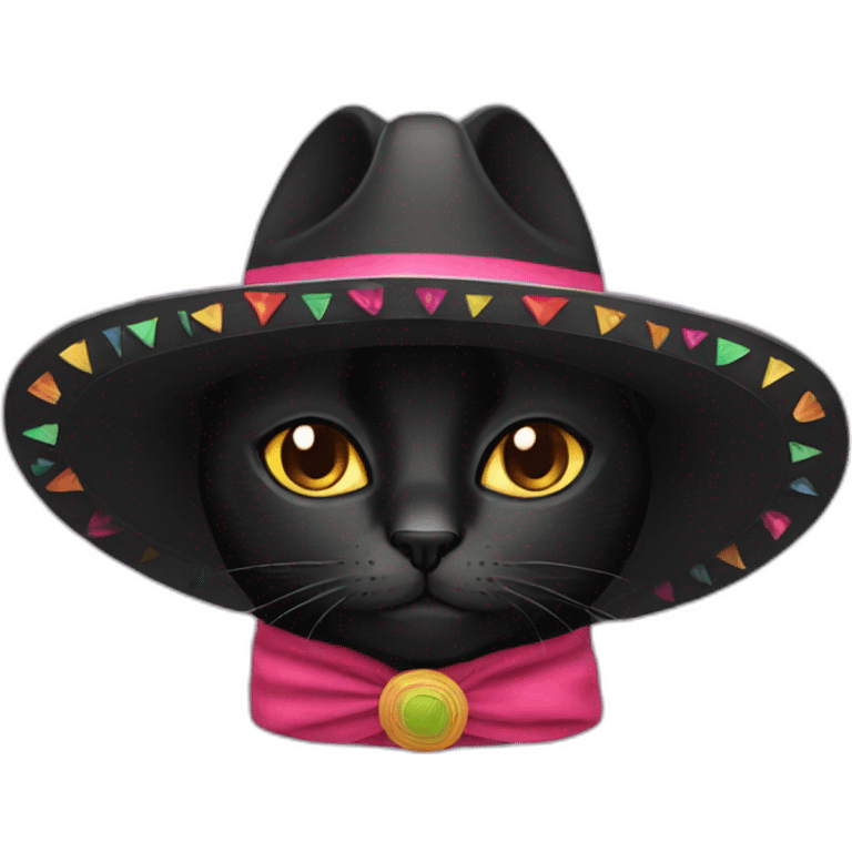 black cat sombrero emoji