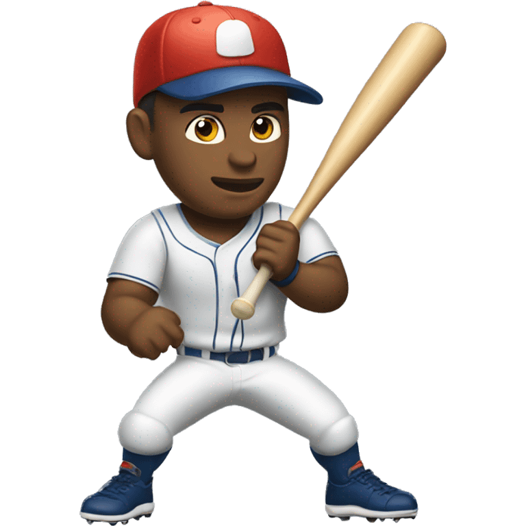 Muscular male softball player with hat up to bat emoji