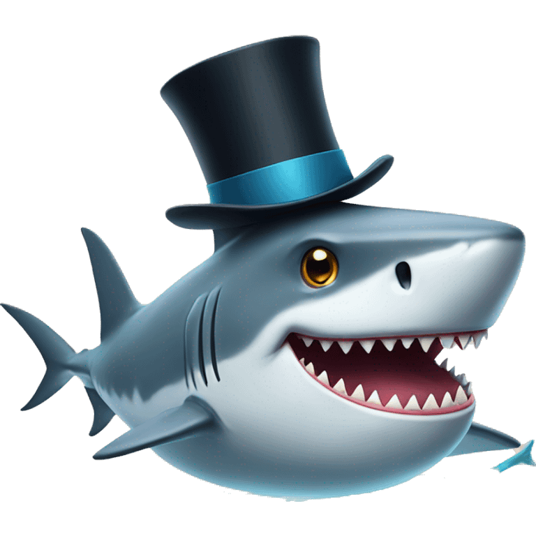 Shark with a top hat emoji