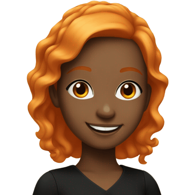 smiling girl in black dress with orange hair emoji