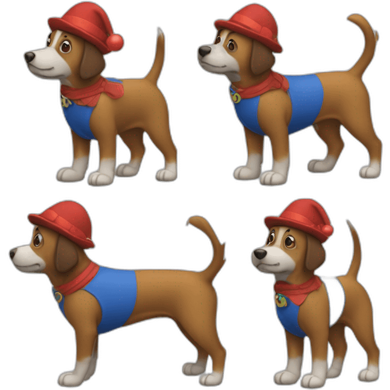 Dog dressed like noddy emoji