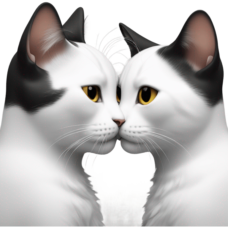 Black and white cats kissing emoji