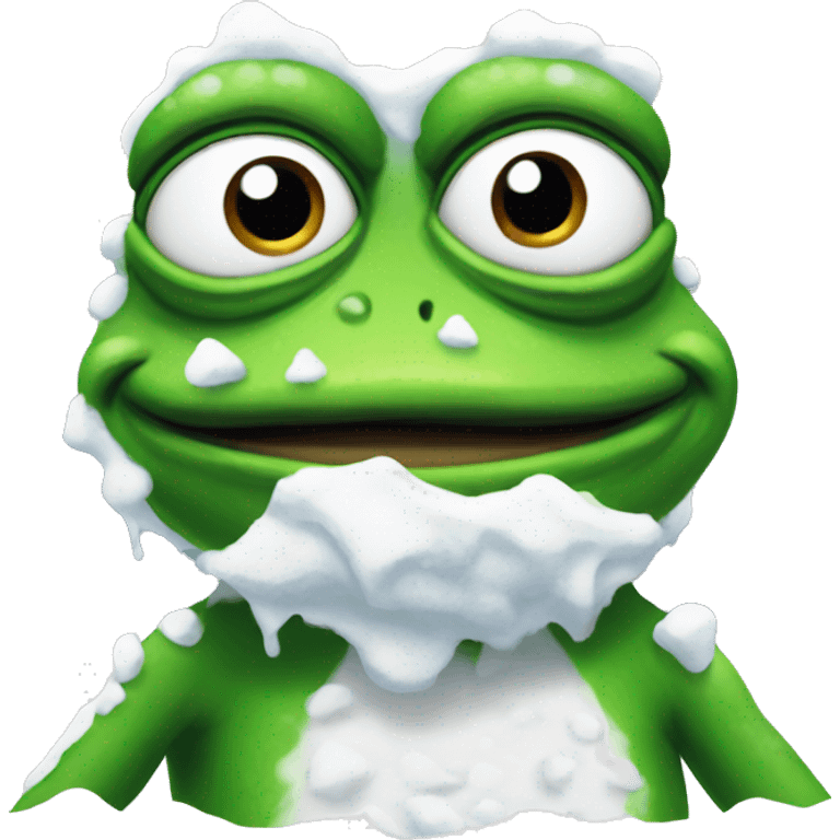 pepe the frog covered in snow emoji