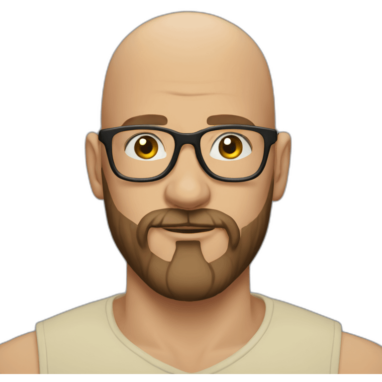 bald beard man with tattoo in glasses emoji