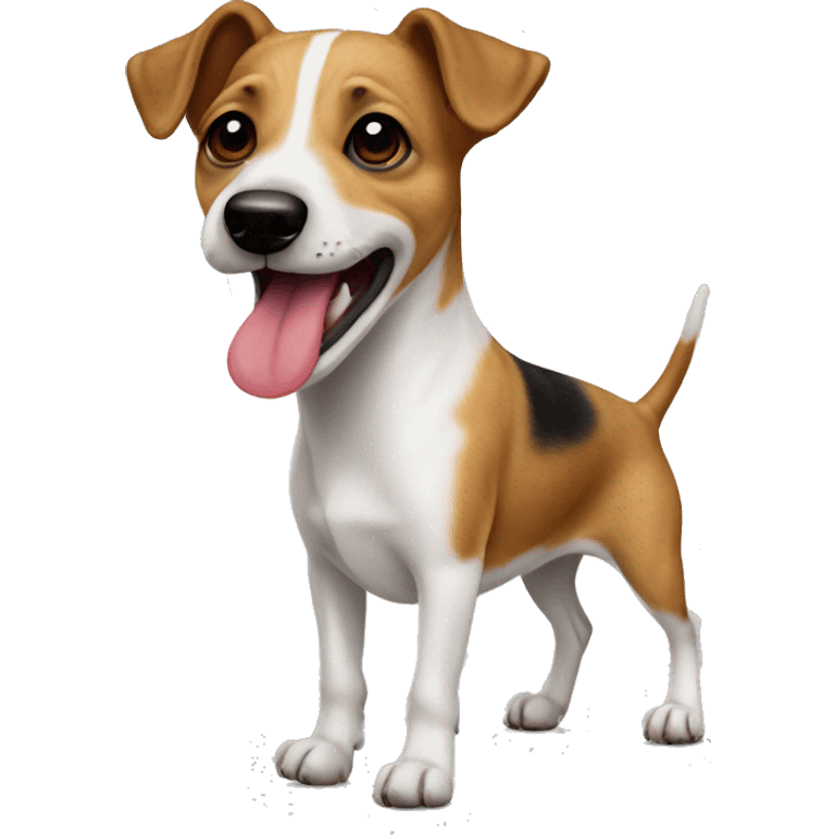 a jackrusselterrier dog with its tongue out emoji