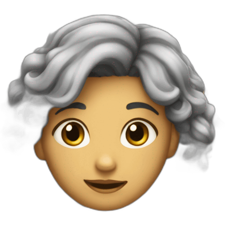 Fille aux cheveux noirs qui portent un chien gris emoji