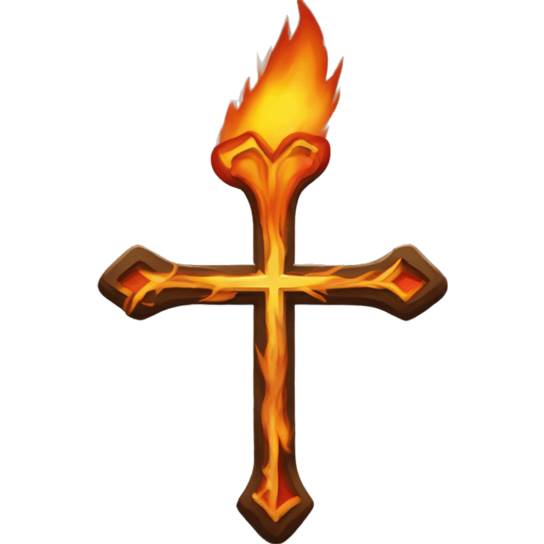 Cœur avec une croix et du feu au dessus  emoji