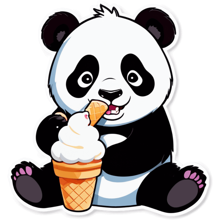 Panda eating ice cream emoji