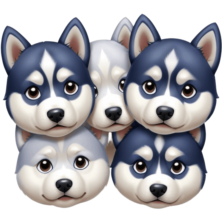 Face Holding Back Tears three puppies 
huskies look pitifully emoji