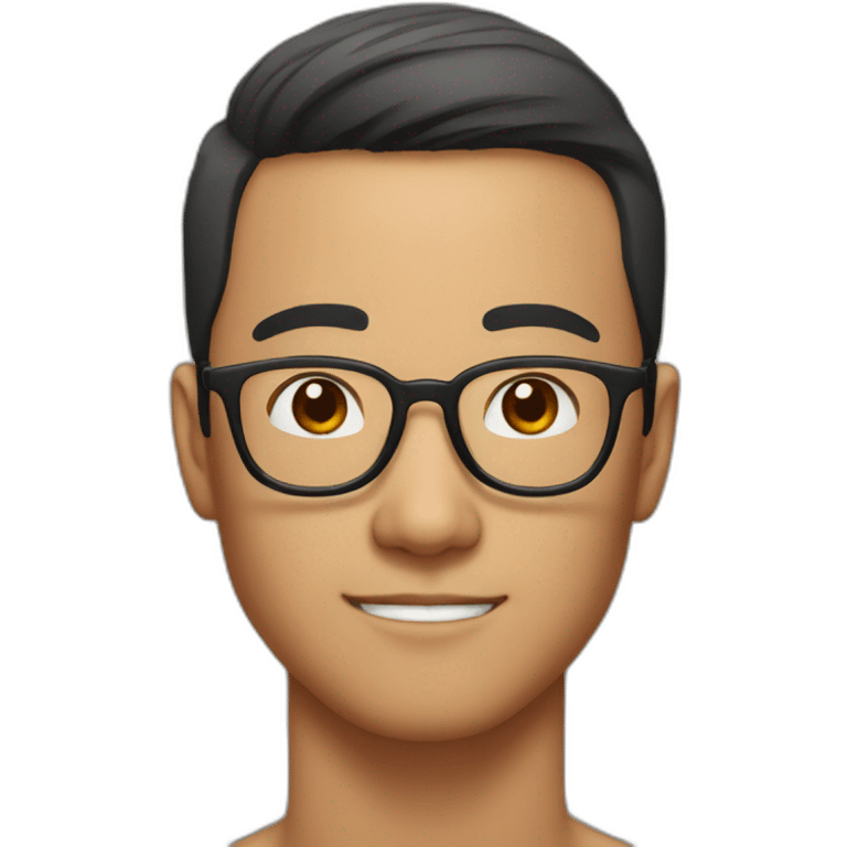 Handsome Asian man wear glasses with brown skin emoji