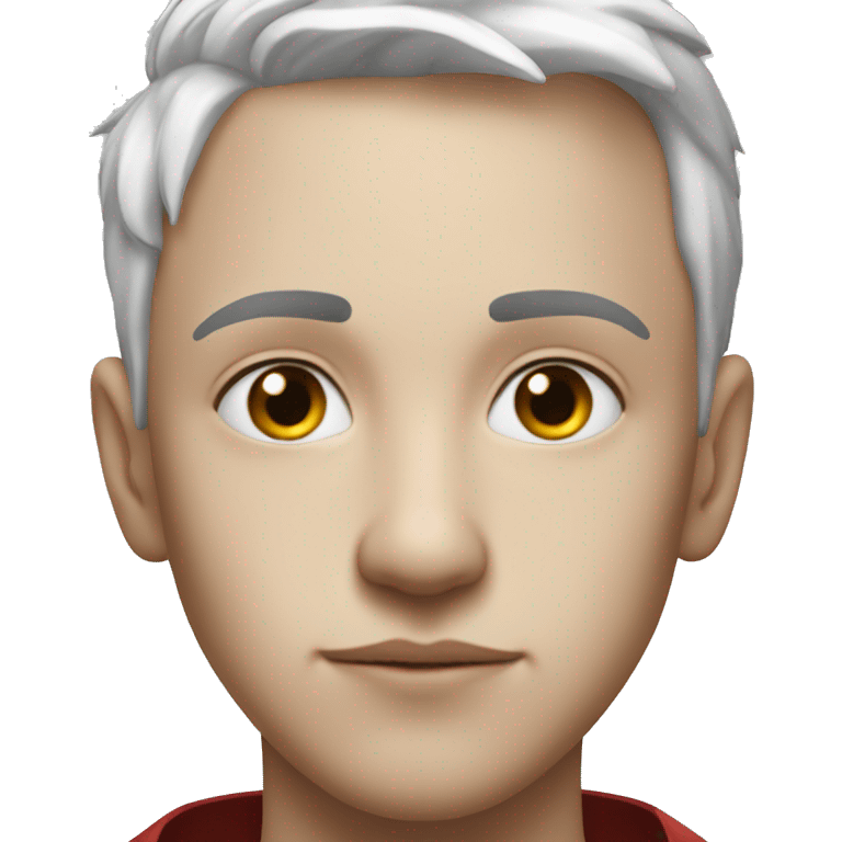 white haired boy in cape tattoos on left side of face emoji