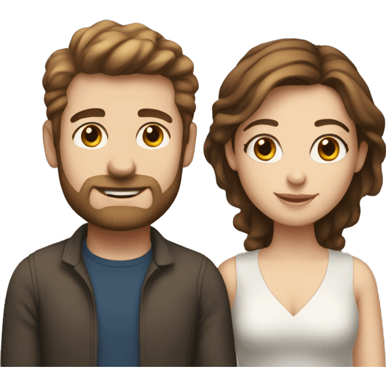 Husband and wife both with brown hair white skin emoji