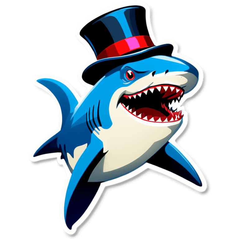 Shark with a top hat emoji