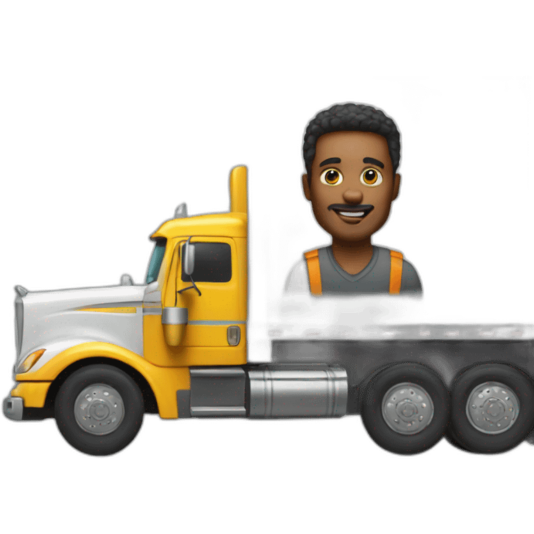 man driving an 18 wheeler truck emoji