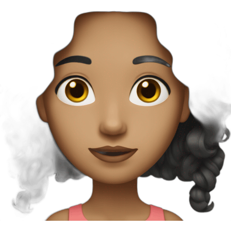 Female with black wavy hair, brown eyes, tanned skin emoji