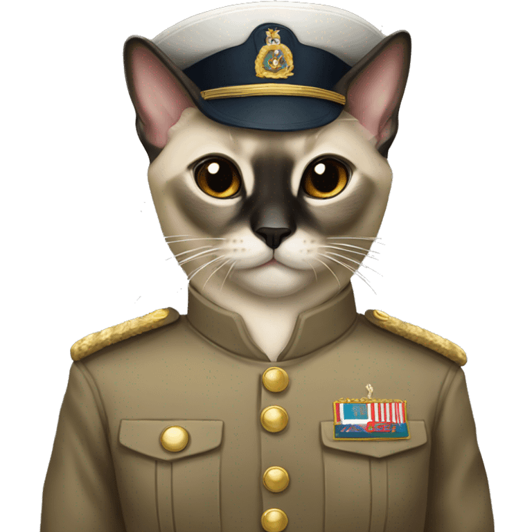 Siamese cat in military uniform emoji