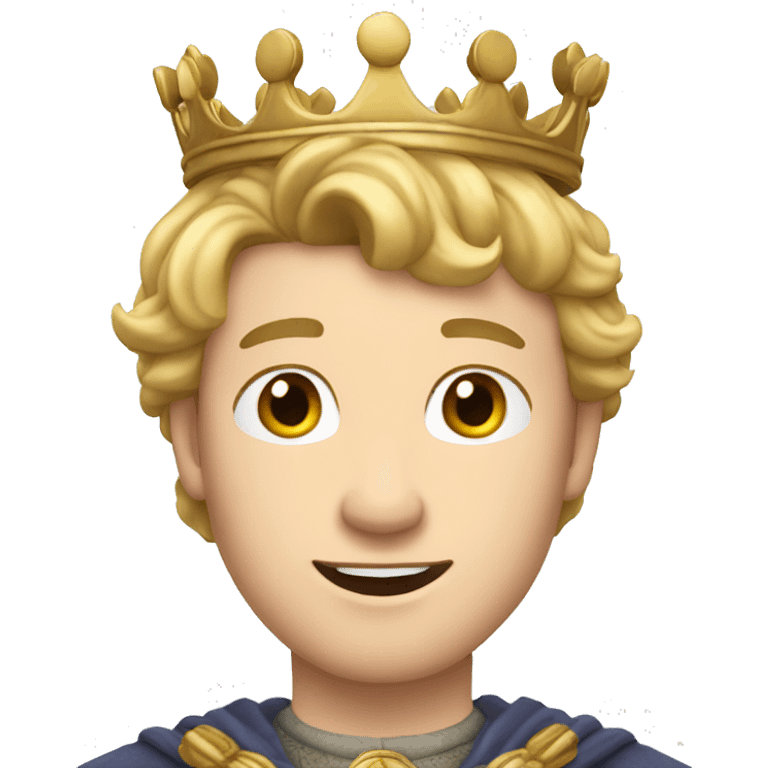 King peter from Narnia with crown on his head, he is white, has short blonde hair and a side part emoji