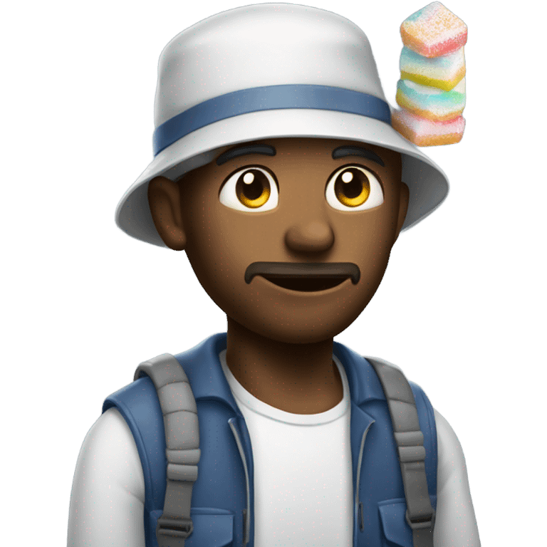 Man with bucket hat and pile of sugar  emoji