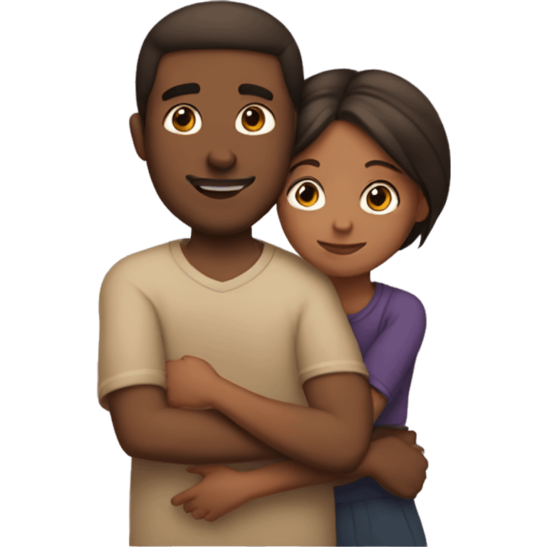 Brown guy hugging brown girl emoji