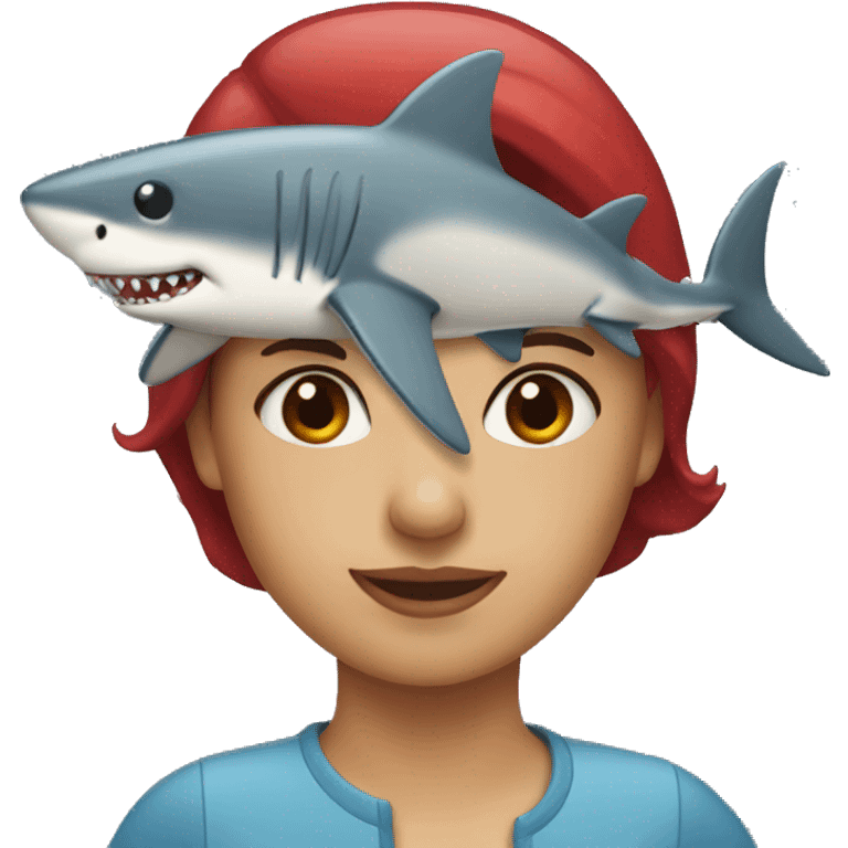 a woman with a shark on her head  emoji