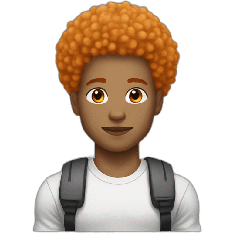 Light skin afro Orangehair gym emoji