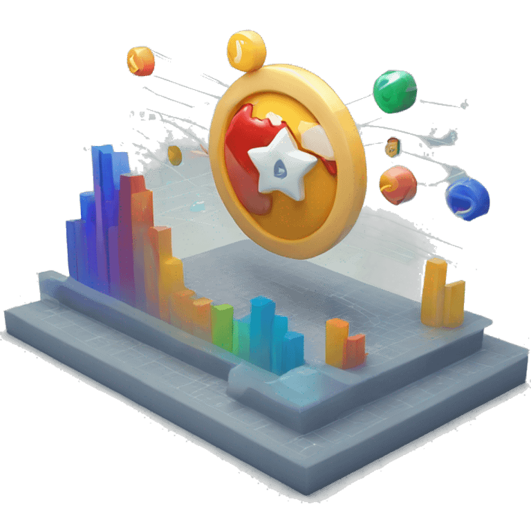 Futuristic charts in 3D but simplified emoji