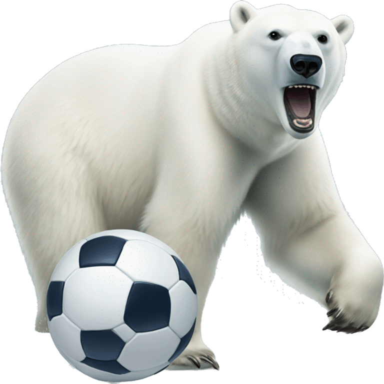 The polar bear playing soccer emoji