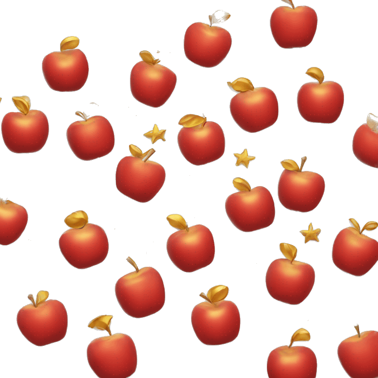 Red apple with golden star pattern on  emoji