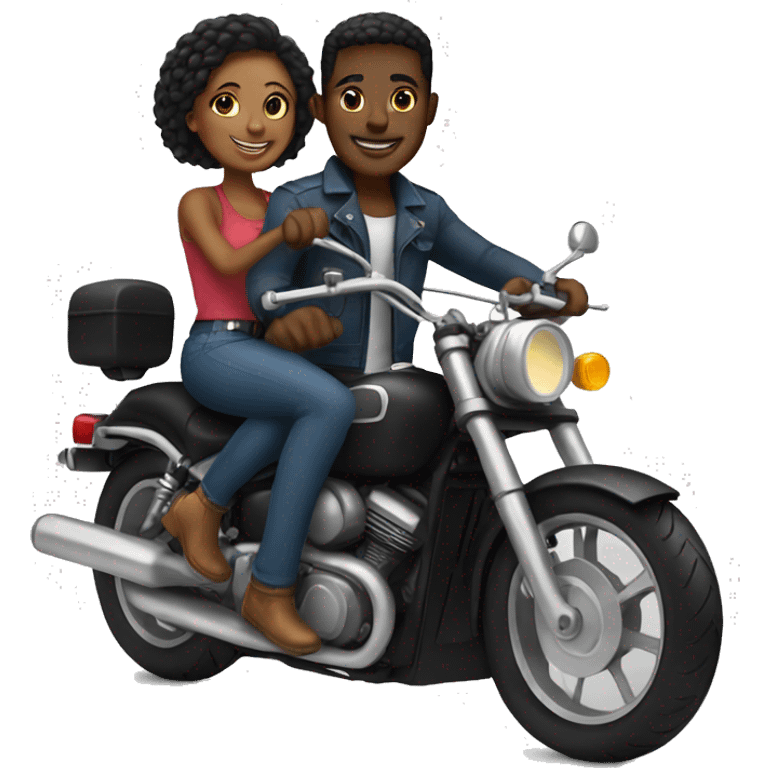 Black couple on motorcycle  emoji