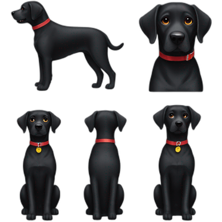 A black dog labrador with a red collar emoji