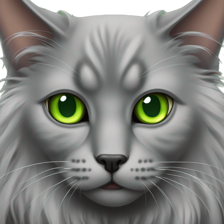 Evil nebelung cat with green eyes who is drooling emoji