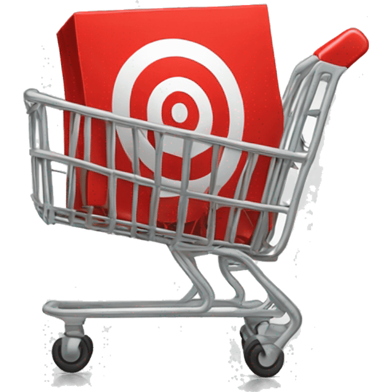 Red shopping cart with a target  emoji