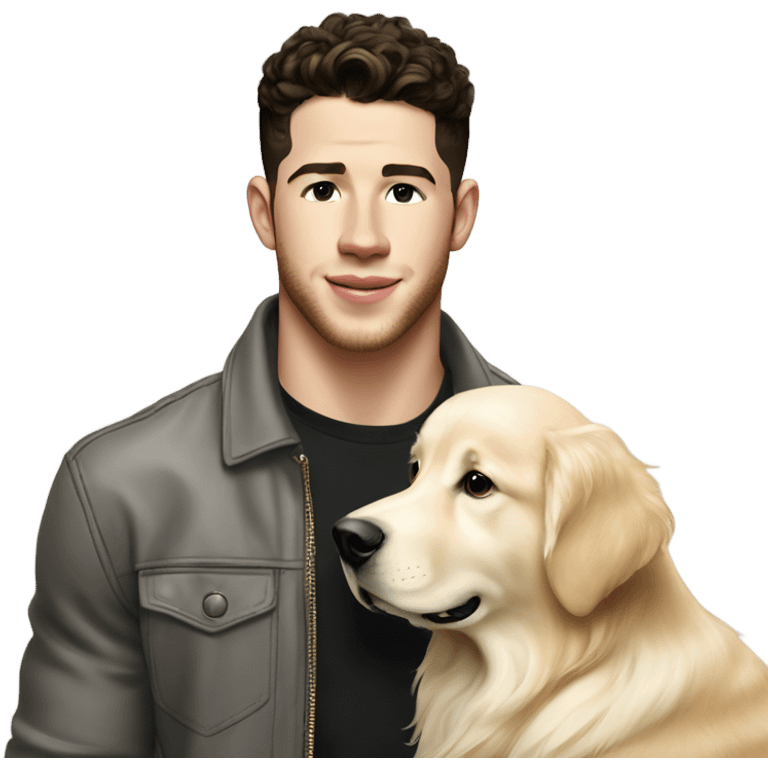 Nick Jonas and English cream golden retriever  emoji