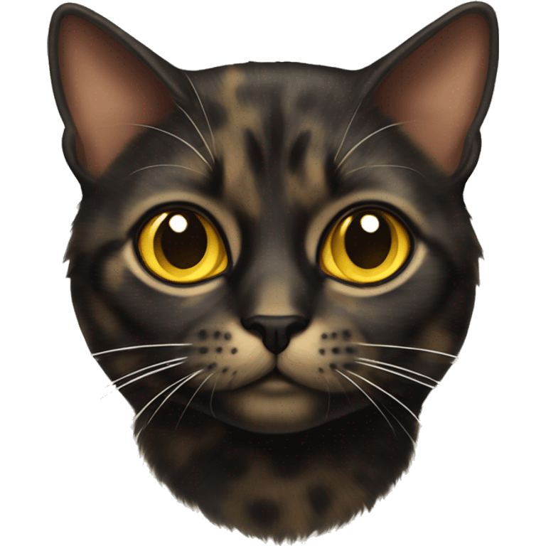 Tortoiseshell cat with yellow eyes emoji