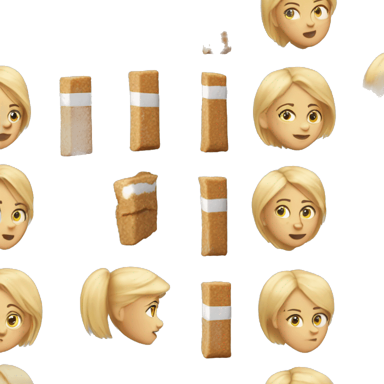 Side view realistic sporty blond girl eating protein bar  emoji