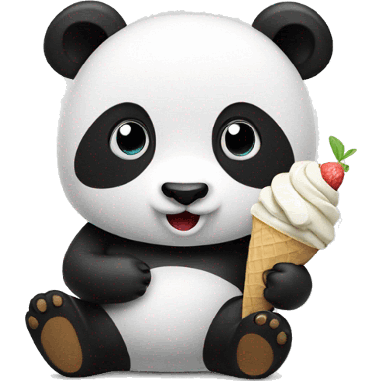 Panda eating ice cream emoji