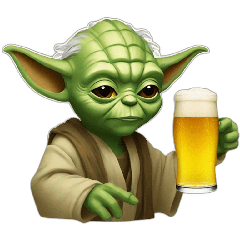 Yoda drinking a beer emoji