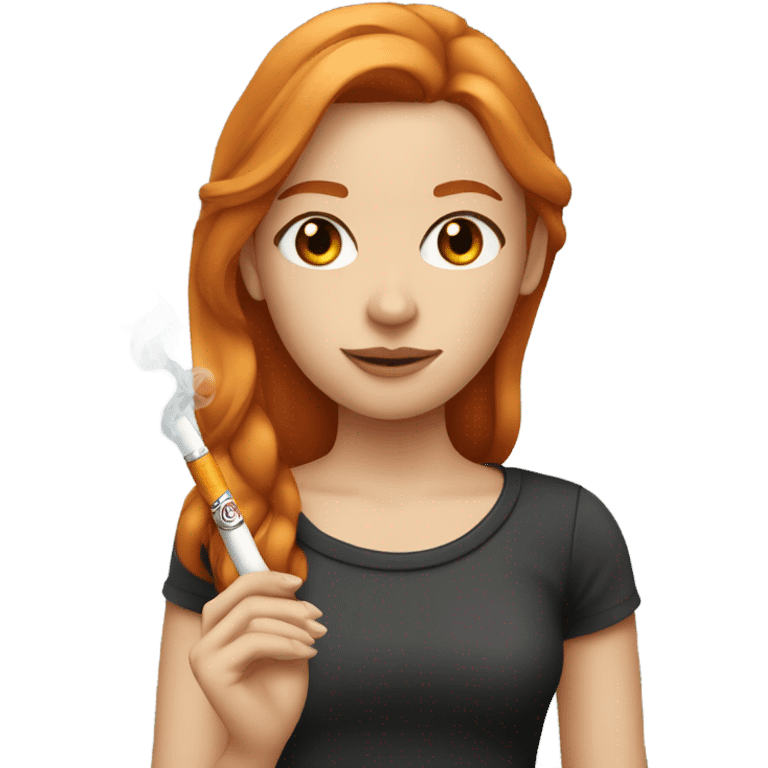 girl with straight ginger hair and brown eyes with electric cigarette emoji