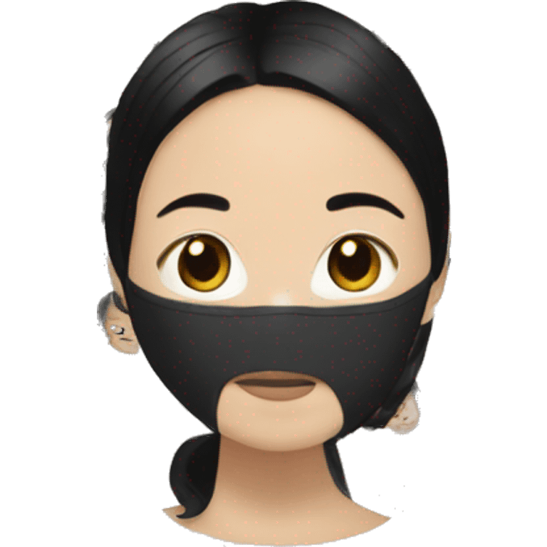 Asian white girl with black hair with skin face mask emoji