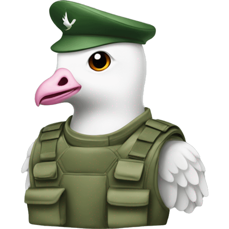 Dove with a green military helmet emoji