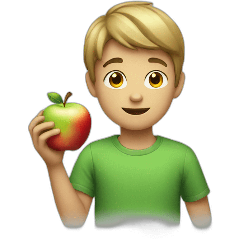 Boy with apple emoji