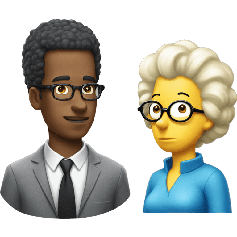 nerd with Marge Simpson's hair painted white emoji